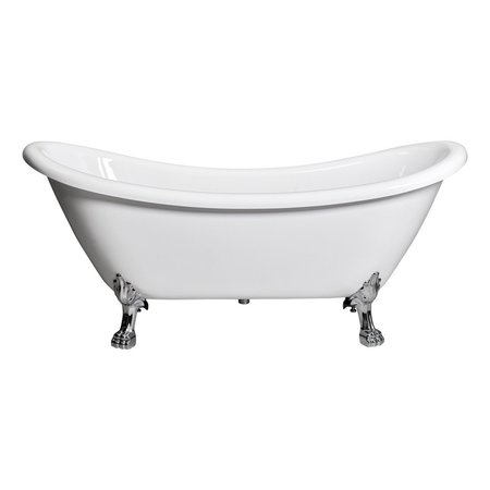 CASTELLO USA Daphne 59" Clawfoot Acrylic Freestanding Bathtub in White W/ Chrome Feet CB-26-59-W-T-CH